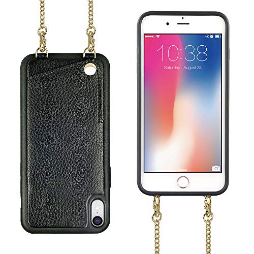 iPhone Xr Wallet Case, JLFCH iPhone XR Crossbody Case with Card Slot Holder Leather Purse Full Frame Protection Back Cover for Apple iPhone Xr 6.1 inch - Black