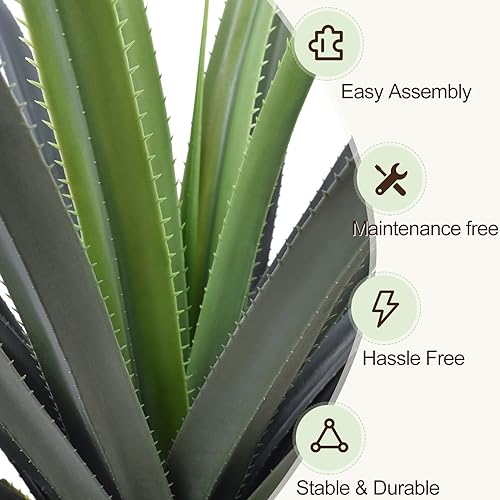 Image of 4ft Artificial Spiked Agave Plant, 48inch Faux Agave Plants Indoor Realistic Floor Plant Perfect for Front Porch, Patio, Indoor Outdoor Home, Office Decor (Set of 2)