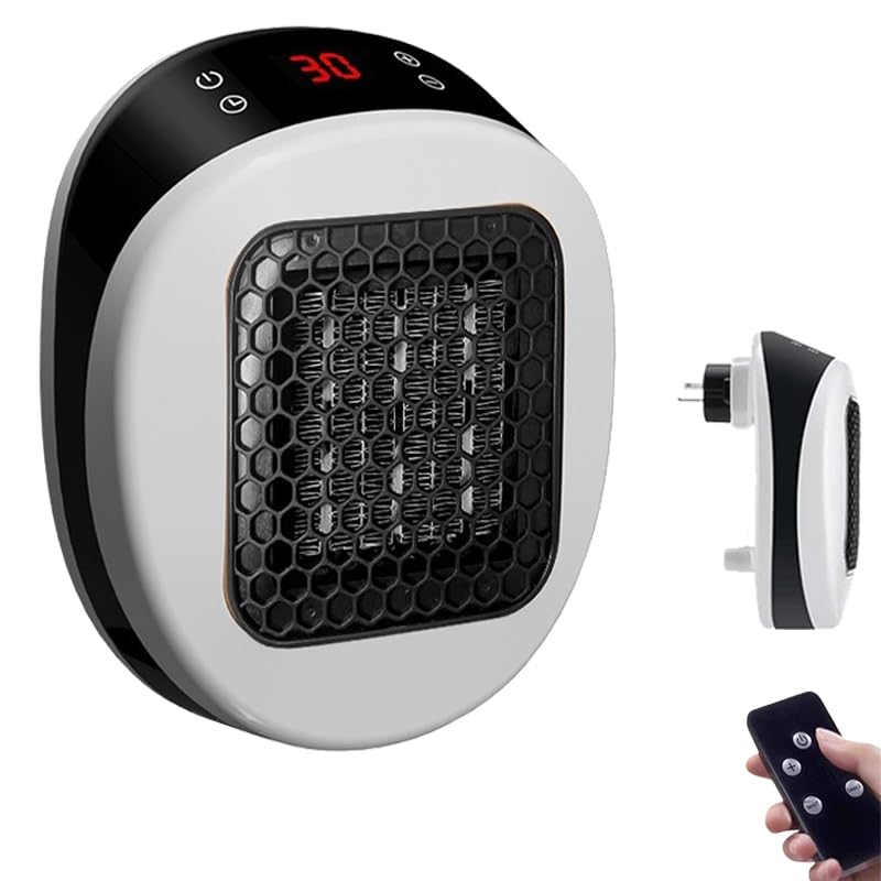 Plug in Space Heater for Indoor Use 800W Wall Outlet Electric Heater with Remote 12H Timer LED Display