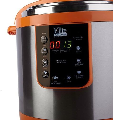 Close-up of the Elite Platinum pressure cooker digital control panel