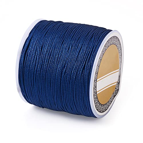 Cheriswelry 100M 0.8mm Nylon Beading Cord Midnight Blue Chinese Knotting Rattail Macrame Thread String Roll for Jewelry Making Kumihimo Wrapping Supplies DIY Crafts