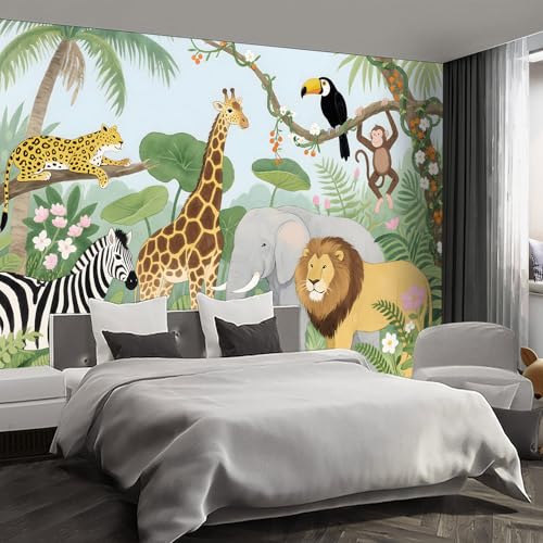 Fightal - Animals Wall murals Peel and Stick Nursery Wallpaper for Bedroom Living Room - 96'x137'