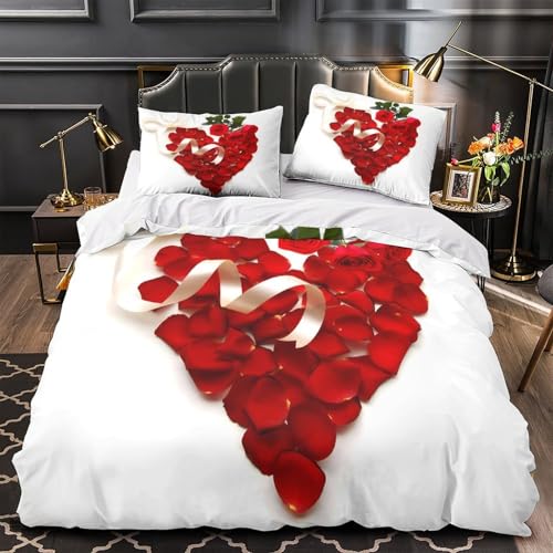 Housse de couette Saint-Valentin avec roses 3D le cadeau idéal pour le confort des couples - 2