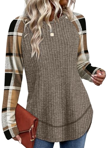 Image of WIHOLL Long Sleeve Shirts for Women Fall Sweaters Lightweight Trendy Tops