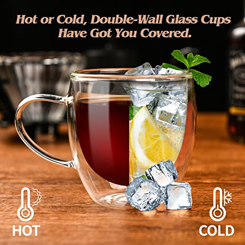 Keyloland Coffee Mug, 8Oz Espresso Cups, Borosilicate Glass Coffee Mugs Of 2 Packs, Double Wall Glass Coffee Mugs, Elegant Clear Coffee Mug, Insulated Glass Cups For Coffee, Tea #TOP3