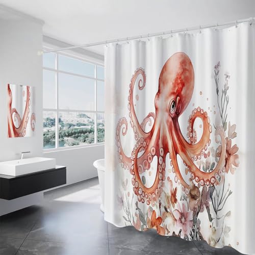 Rideau de douche 180x200 cm en polyester imperméable lavable avec 12 crochets - 2