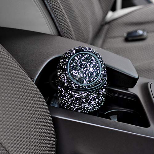Image of Bling Rhinestone Auto Garbage Can Car Trash Can with Lid Mini Garbage Bin for Automotive Car, Home, Office, Kitchen, Bedroom (C)