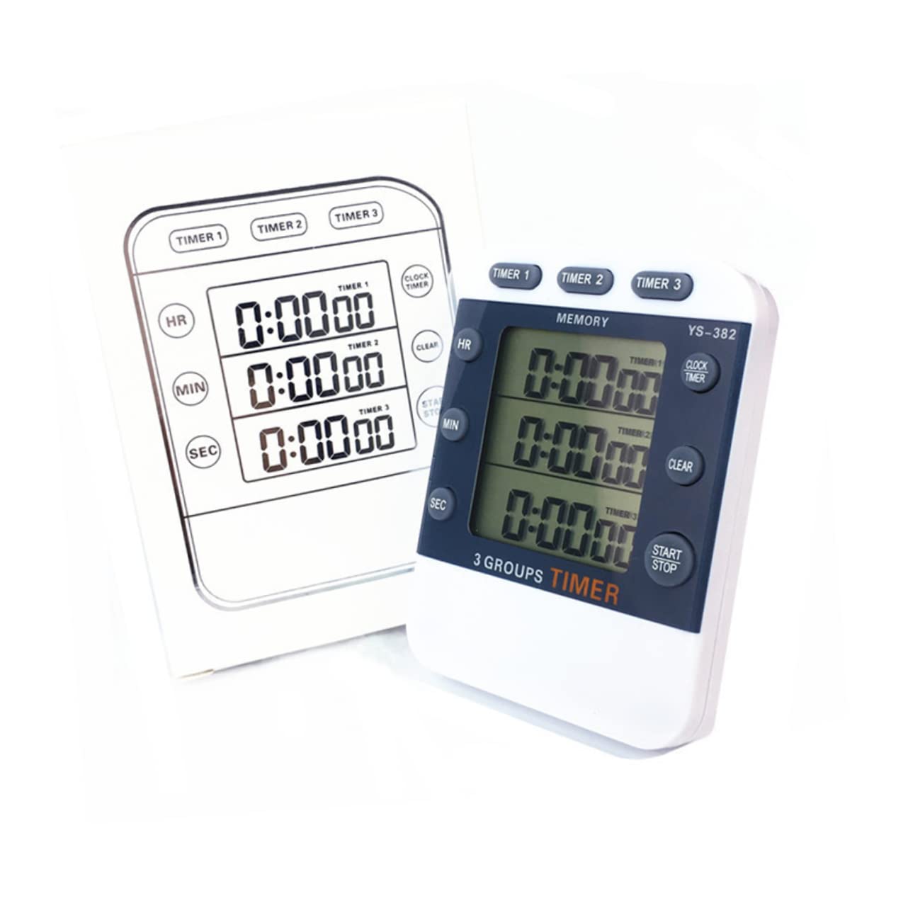 VANZACK 3 pour Batterie Horloges Minuterie Étudiants LCD Chronographe Chronomètre Jeux Numériques Rappel Horloge De Cuisine sans Ligne De Compte À Rebours Magnétique Horloge De Cuisine De
