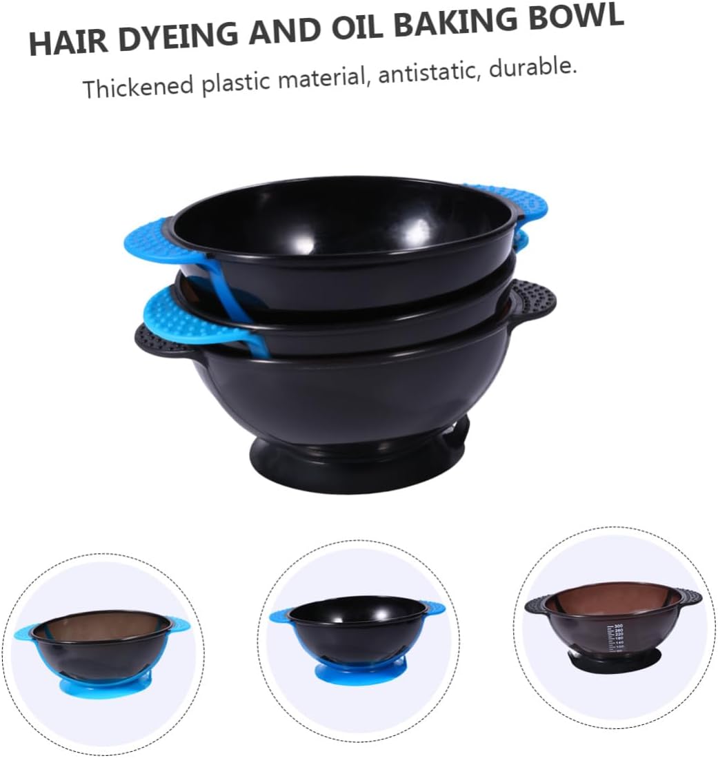 3pcs Hair Tinting Bowl Set with Suction Base DIY Hair Dye Mixing Bowls for Salon and Home Use Sturdy Non-slip Random Color