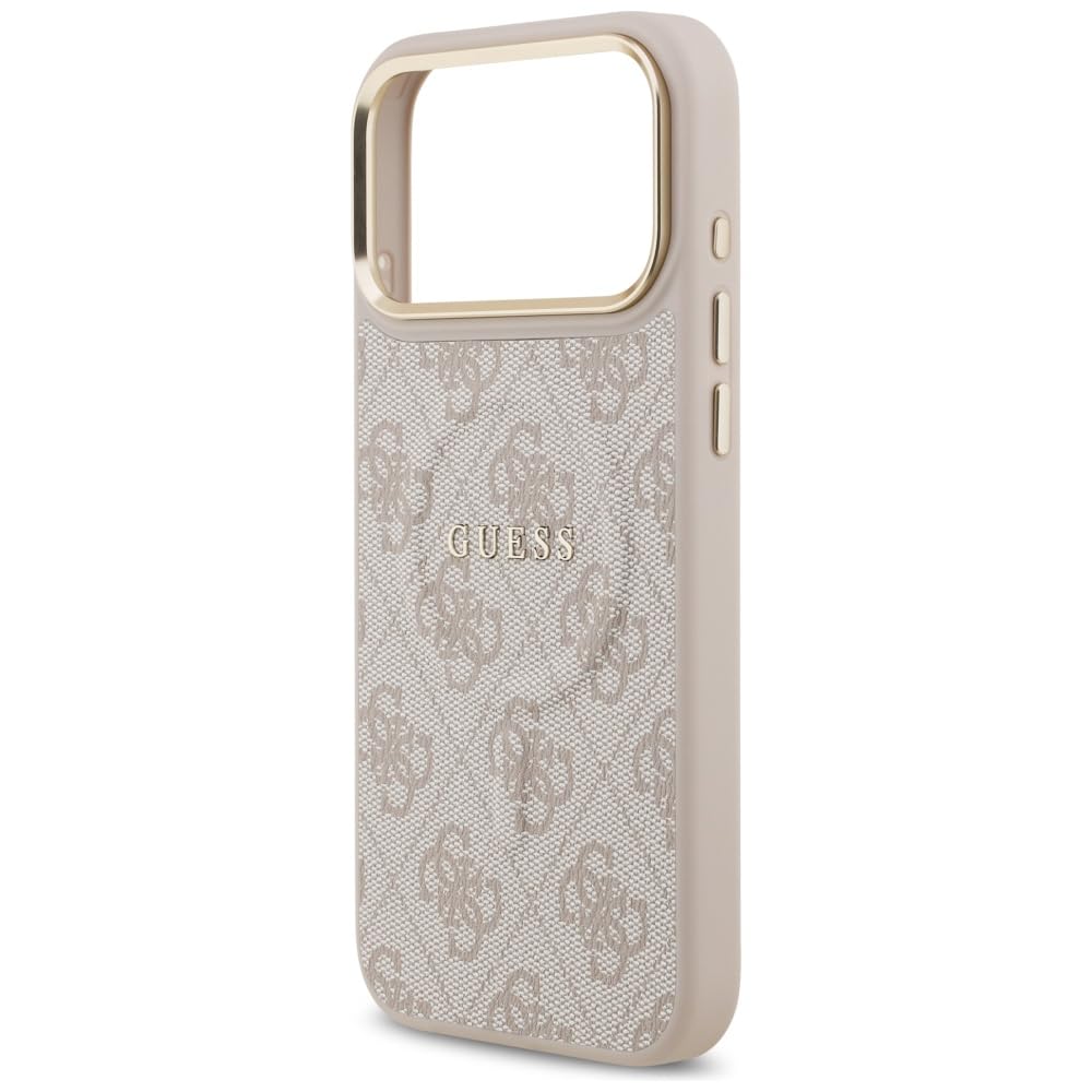 CG MOBILE Guess 4G PU Classic Logo compatibile con MagSafe Custodia per iPhone 17 Pro Max (rosa)