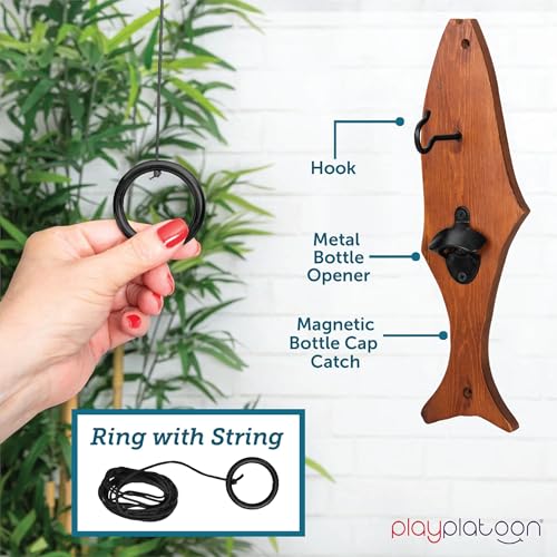 Image of Play Platoon Hook and Ring Toss Bar Game for Adults - Wood Toss Ring Game for Adults - Perfect Home, Basements, & Bar Gifts