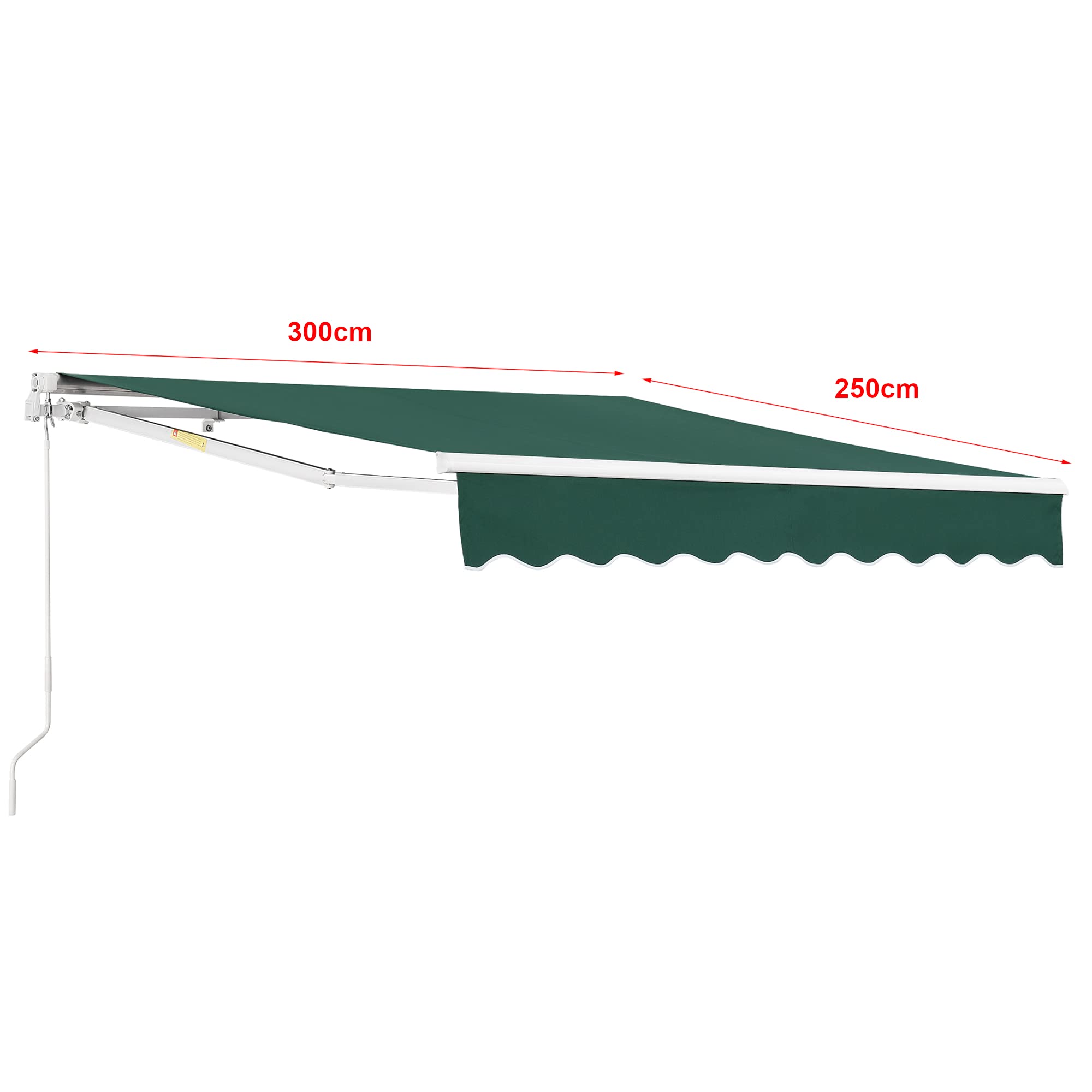[en.casa] Toldo Impermeable Exterior Bitonto Toldo Articulado con Armazón y Brazo Extraíble Retráctil Manual y Enrollable con Manivela Parasol para Terraza Balcón Patio 300 x 250 cm - Verde Oscuro