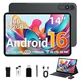 SADSYMB 2026 Tablet 14 Pollici con Android 16, 36GB RAM+512GB ROM, Octa-Core, 4G LTE/5G WiFi, 2000 * 1200, Widevine L1,11580mAh,13MP+8MP,BT 5.0/GPS/Face ID/Tablet in offerta con Tastiera(Gris)