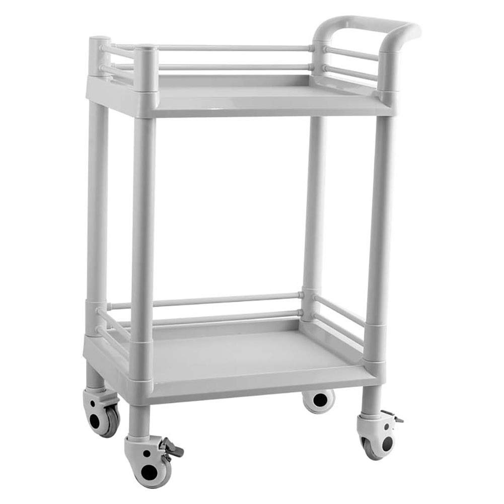 asdchZen Storage Cart Movable Trolleys2 Tier Utility Cart With Handle Abs Beauty Salon Trolley With Wheel 90Cm Storage Trolley
