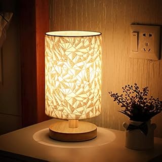 JTWEB Touch Control Table Lamp, Dimmable Night Light with Wooden Base & Flaxen Fabric Shade Modern LED Eye Protection Bedside Table Lamp for Bedroom, Living Room, Office, Home Decor(Tyrant Gold)