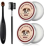 Tear Stain Remover Balm for Dogs & Cats with Pro Powder Brush – Natural Safe Gently Removes Eye Gunk & Stains – Great for White Dogs, Daily Eye Cleaning – Works Better with Pet Eye Wipes,1 oz