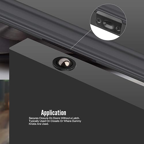 Miniatura 5 de HOMOTEK Paquete de 4 atrapadores de bola con placa de golpeo para puertas de armario, negro, 1316 pulgadas x 1-18 pulgadas, bola de tensión ajustable