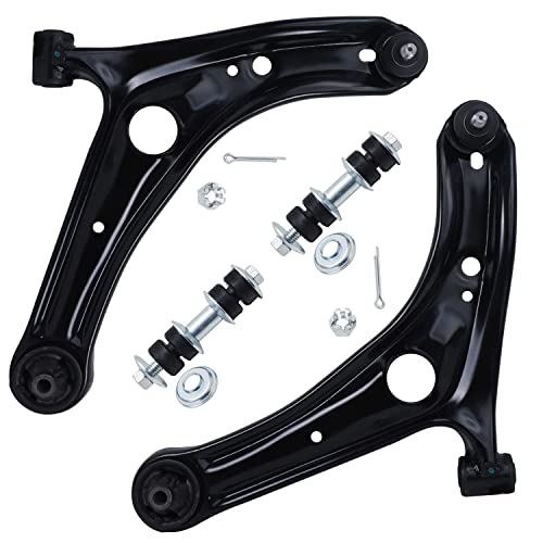 Image of Detroit Axle - 6pc Front End Control Arms Kit for Toyota Echo 00-05, 2 Lower Control Arms & Ball Joint 2 Struts w /Coil Spring 2 Sway Bars 2000 2001 2002 2003 2004 2005 Replacement Suspension