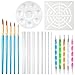 Produktbild CCMART 20 Stücke Mandala Punktierung Werkzeuge für Rock Malerei - 1 x Mandala Dot Malerei Schablone, 5 x Mandala Malerei Pinsel, 1 x Farbe Tray, 8 x Acryl Stangen, 5 x Doppelseitige Punktierung Tools