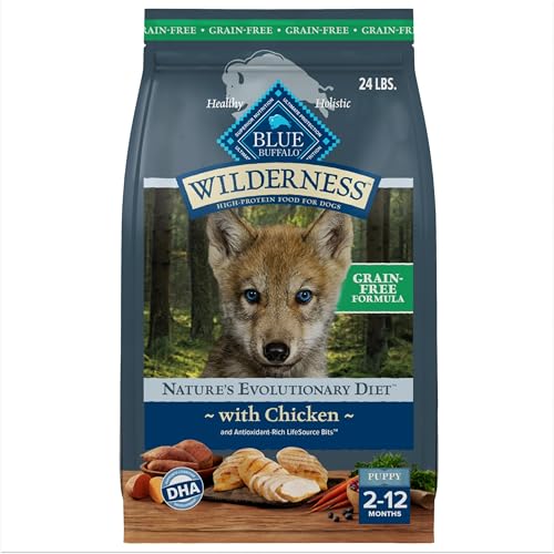 Blue Buffalo Wilderness Puppy High-Protein Dry Dog Food with Real Chicken, Grain-Free, Made in the...