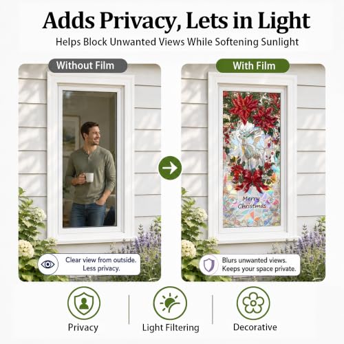 Película adhesiva para ventana 17x39 pulgadas decoración navideña miniatura 3