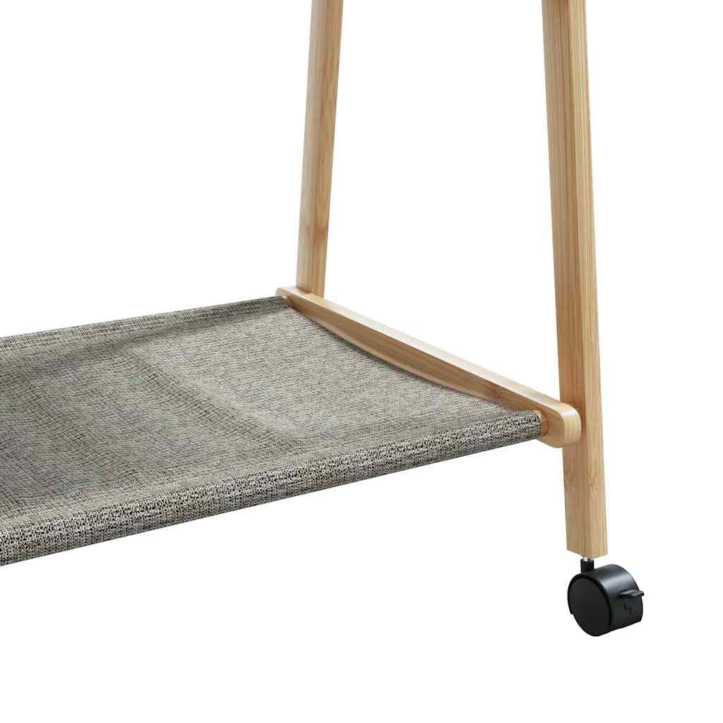 Kleiderständer Bambus mit Ablagen und Rollen 132x45,5x155,5 cm freistehend faltbar platzsparend stabil mit Kleiderstange Haken Garderobenständer für Schlafzimmer Flur Wohnzimmer