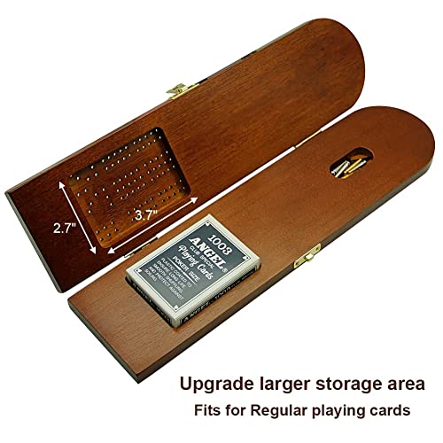 Juegoal Wood Cribbage Board Game Set 3 Tracks With Metal Pegs, Cards, Storage Area #TOP1