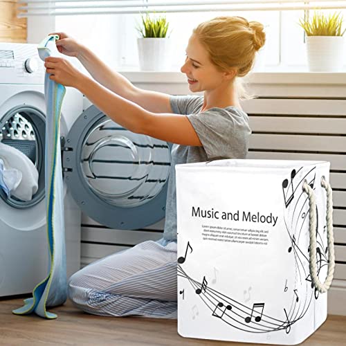 Panier à linge imperméable au design abstrait de notes de musique