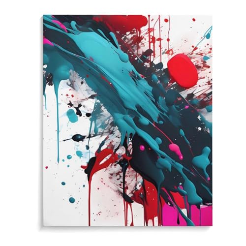 Tableau mural abstrait pret a suspendre cadre lin deco salon