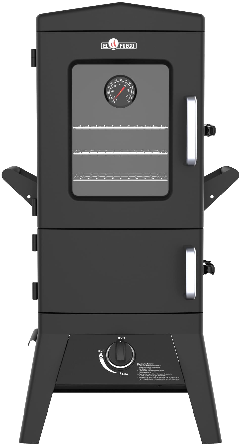 Gasgrill "Portland W2" von El Fuego® Smoker mit Fenster, inkl. Gasschlauch u. Druckminderer, 3,5 kW leistungsstark, mit Thermometer, große Garkammer, AY 3176