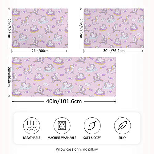 Xigua Cute Pretty Unicorn Silky Satin Pillowcase, Luxury Soft Pillow Case For Hair And Skin, Standard Size Slip Cooling Pillow Covers With Envelope Closure, 20X26In #TOP6