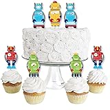 Big Dot of Happiness Gear Up Robots - Dessert Cupcake Toppers - Birthday Party or Baby Shower Clear...