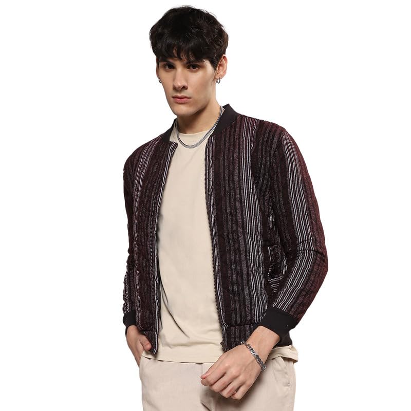 Campus Sutra Men’s Textured Knit Sweater For Casual Wear | Crew Neck | Long Sleeve | Pull On Closure | Acrylic Blend Sweater Crafted With Comfort Fit For Everyday Wear