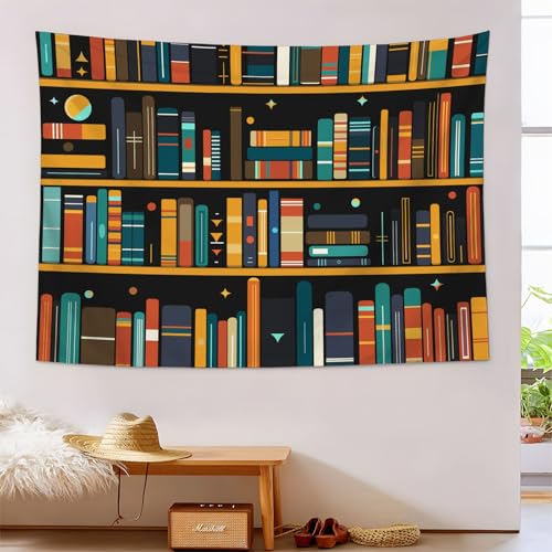 Tapiz de estantería romántico para sumergirte en una biblioteca medieval relajante