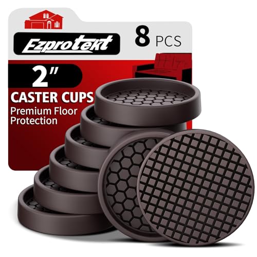 Image of Ezprotekt Non Slip Furniture Pads, 8 Pcs 2 inch Anti Skid Rubber Furniture Caster Cups, Anti-Slip Furniture Coasters for Hardwoods Floors, Anti Slide Floor Protectors for Bed Couch Stoppers (Brown)