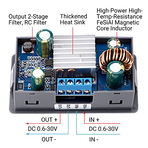 Drok DC Buck Boost Converter, 5V-30V Step Up Down to 0.6-30V Digital Control Power Supply, 6V 12V 24V Voltage Regulator, LCD Digital Display Buck Boost Module Voltage Transformer for Golf Cart3