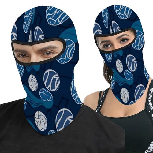 Pasamontaña térmico para hombre y mujer, máscara facial azul con estampado de voleibol, ideal para esquí, motociclismo, ciclismo y clima frío