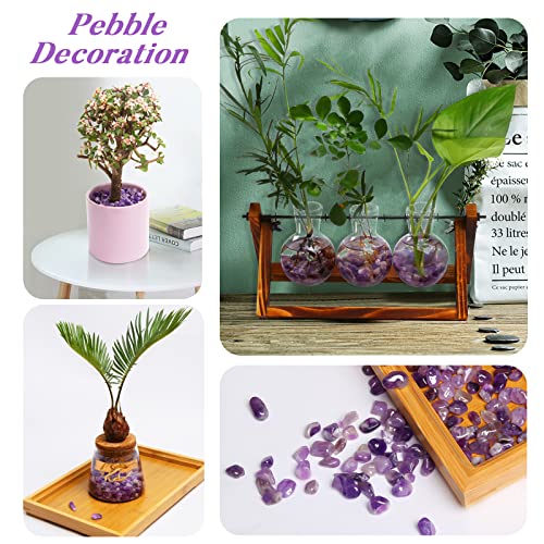 Image of QICQDRAM Polished Gem Stones Rocks Crystals 1 Lb Natural Tumbled Stones Amethyst Crystal Chips Bulk for Healing Crystals & Fish Tank Rocks Gravel, Vase Filler, Plants Decor