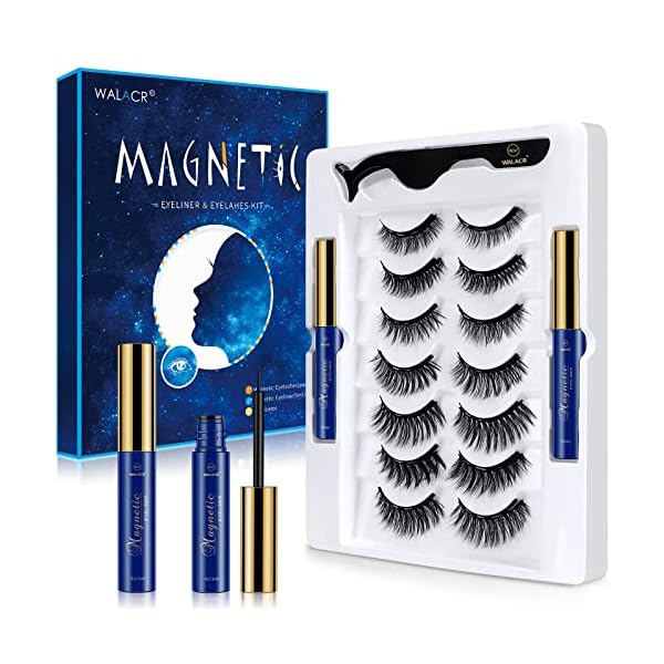 Magnetische Wimpern, Magnet Wimpern mit Eyeliner,Künstliche Wimpern Magnetisch Wasserfest, 3D Magnetwimpernset mit…