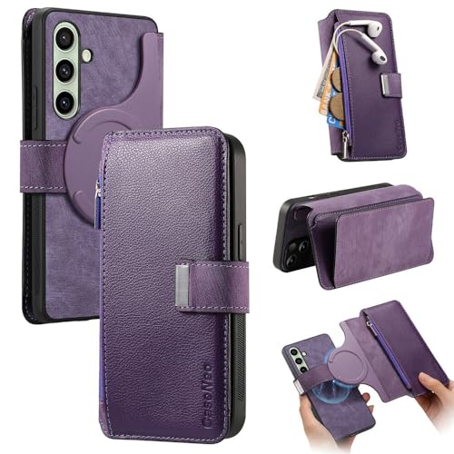 Étui portefeuille Samsung S24 Plus cuir violet idéal pour vos déplacements