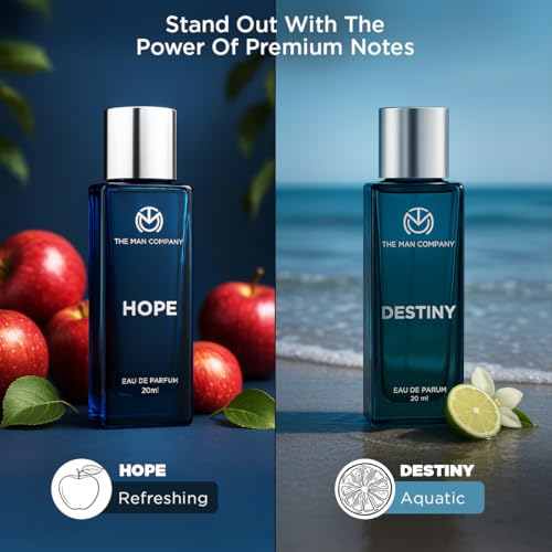 Image of The Man Company Fragrance Fusion Duo, Hope and Destiny Perfume Gift Set | Eau De Parfum Set, 20ml x 2 | Gift for Man | Long-Lasting EDP | Premium Perfume for Man| Valentine fragrance gift set For Him |
