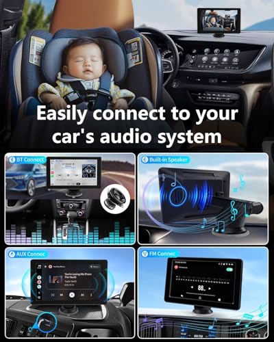 Cámara de coche de bebé con pantalla táctil de 7 pulgadas y resolución ultra 1080p 7