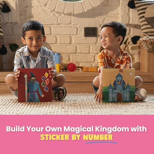 Image of BeginBird Sticker By Number DIY Art Activity Fairy Tales,Craft Kits & Supplies, Mess-Free Fun For Kids,Unicorns and Princesses,10 Magical Artworks, 500+ Stickers ,Art & Craft Kit,Travel Toys,Gifts for Boys & Girls Ages 5, 6, 7,8,9,10,12