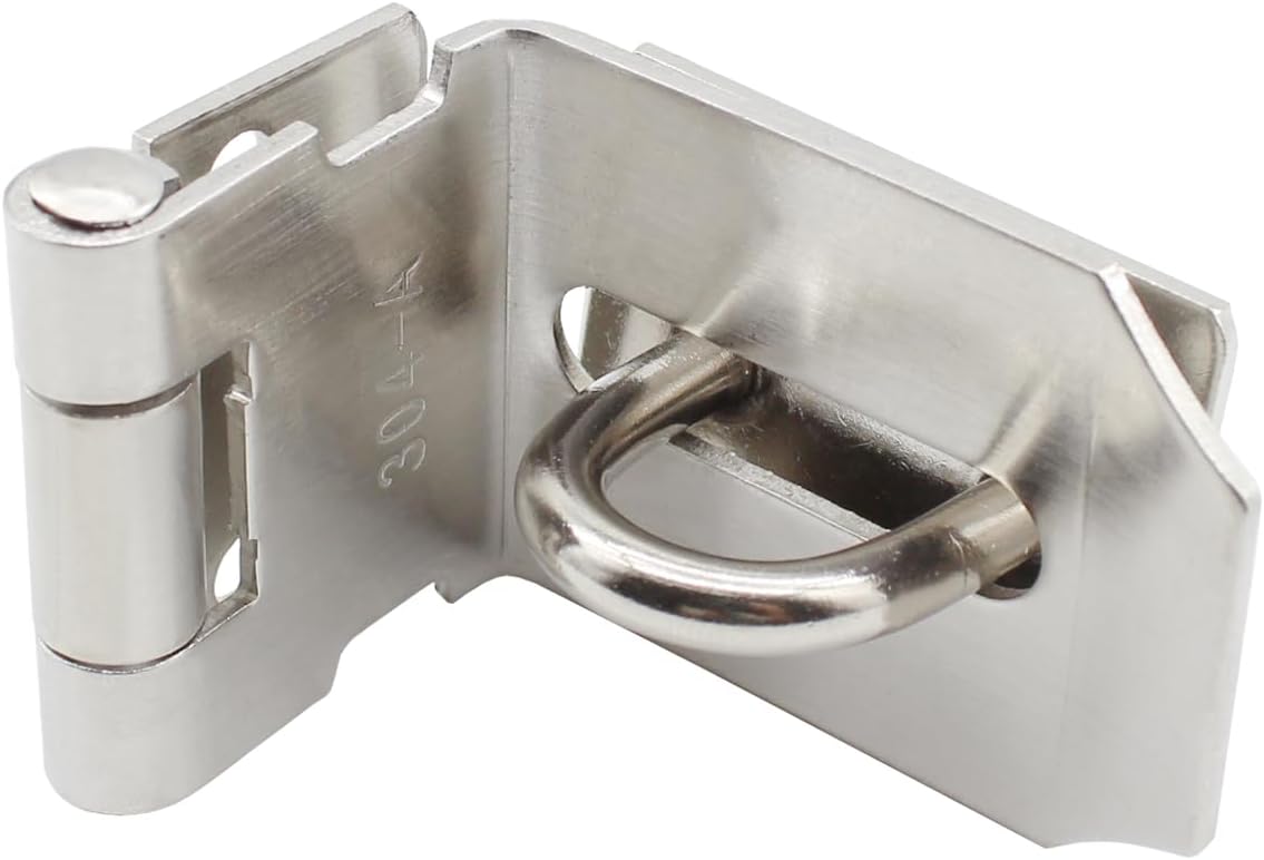 3" Door Hasp Latch 90 Degree, 2 Pcs Stainless Steel Right Angle Padlock Hasp, Heavy Duty Safety Hasp Latch for Shed, Barn, Cabinet