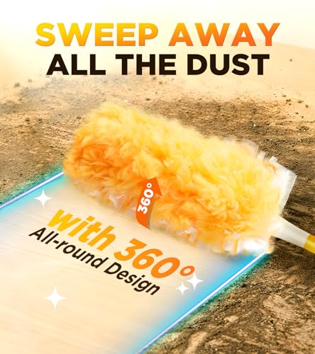 Super Efficient Duster Refills for Swiffer Duster, Duster Kit with 12 Ct Duster Refills & 1 Handle, Multisurface 360° Dusters with 4X Microfibers, Unscented Disposable Dusters for Cleaning - Thumbnail 2
