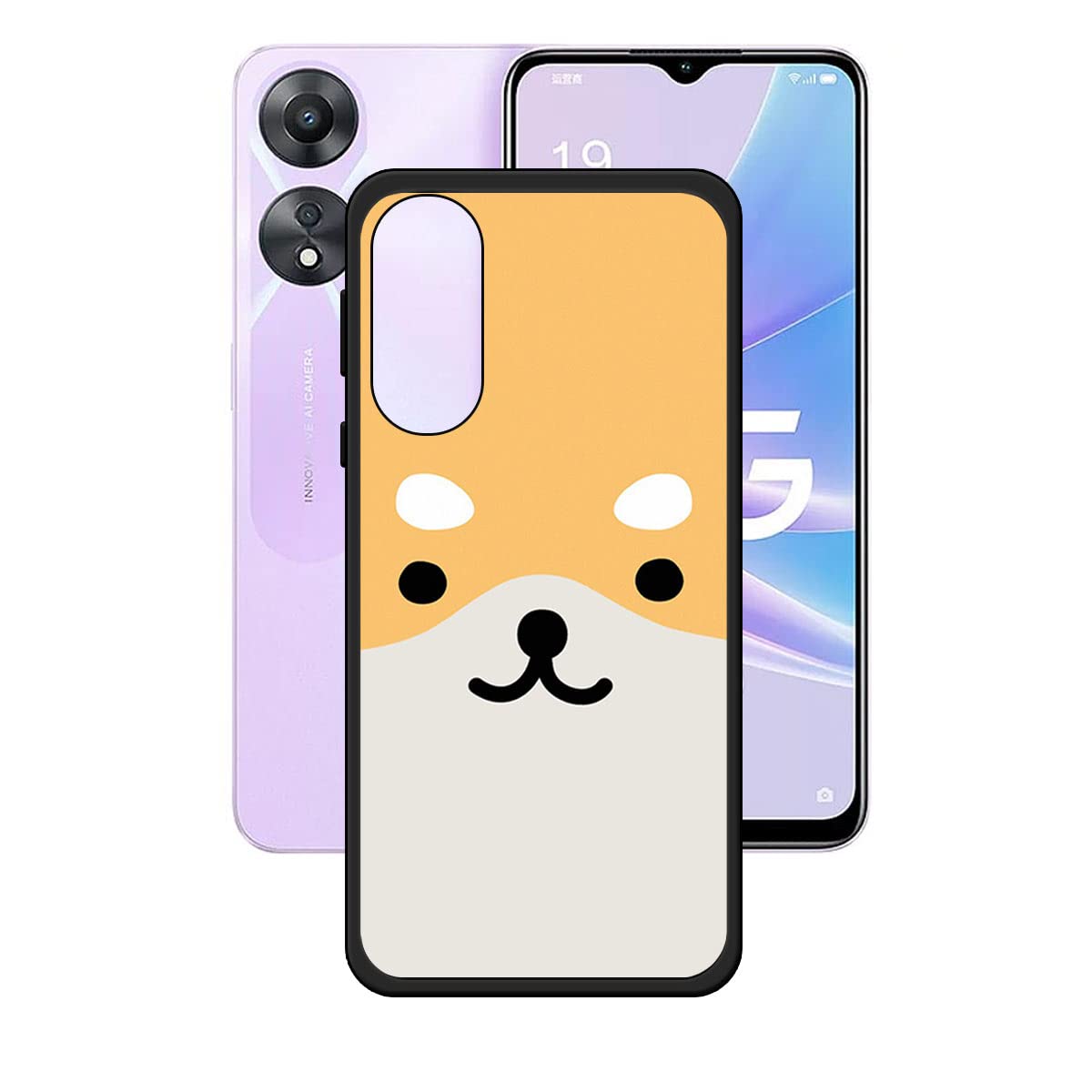 LCEHTOGYE Cover Per Oppo A78,Nero Custodie Morbido Silicone Case