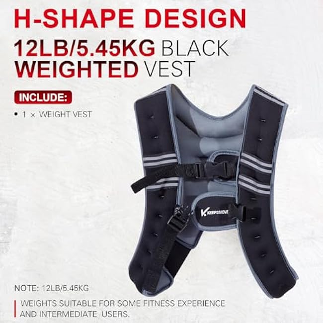 Weighted Vest for Women Men and Kids 6lb/12lb with Reflective Stripe and Double Adjustable Buckle Straps Weight Vests for Workout, Strength Training, Running, Cardio, Weight Loss, Walking