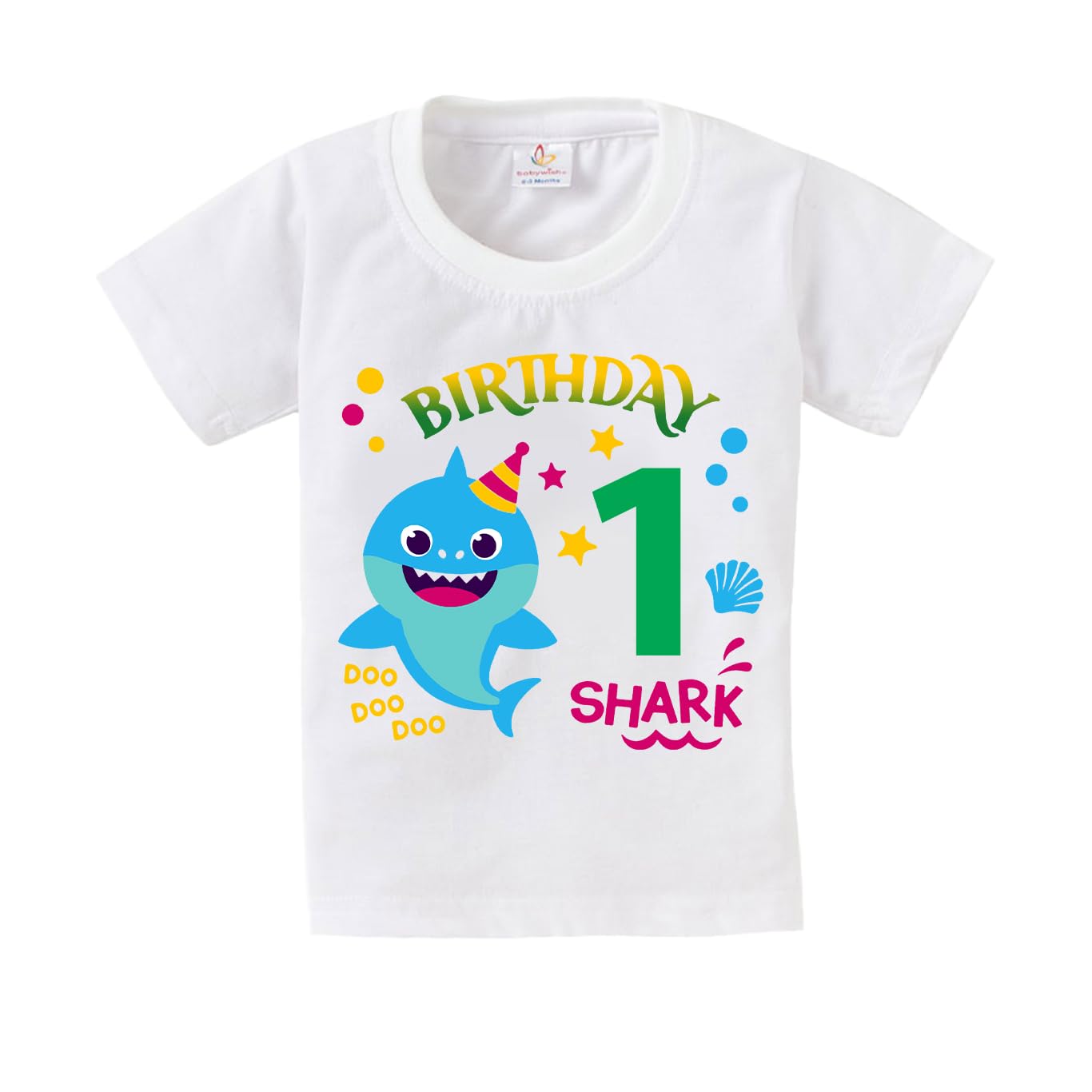 baby wishBirthday Milestone Dress for Boy’s and Girl’s Birthday Tshirt for Kids Happy Birthday T-Shirts Half Sleeve Celebration Birthday boy Girl T-Shirt 1 Birthday Shark