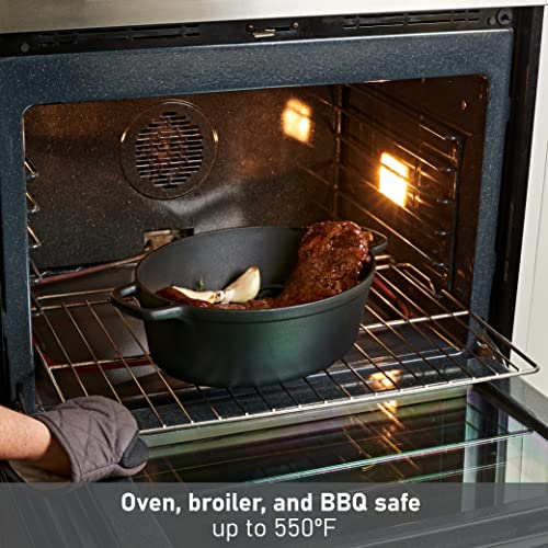 BBQ by MasterPRO 7 Qt Pre Seasoned Cast Iron Oval Dutch Oven with