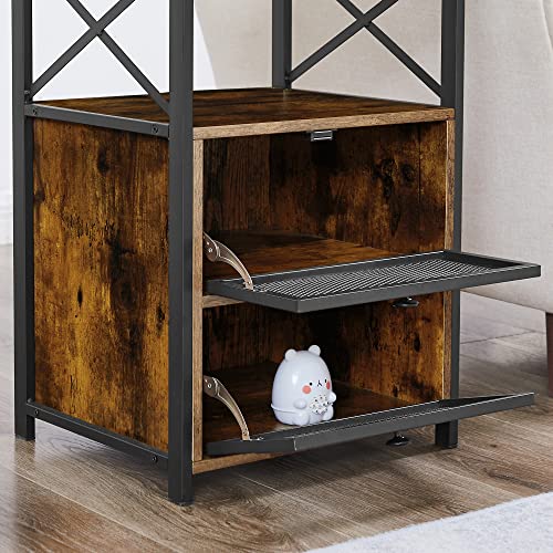 Image of VECELO Night Stand, End Side Table with Storage Space and Door,Modern Nightstands for Living Room,Bedroom,Rustic Brown